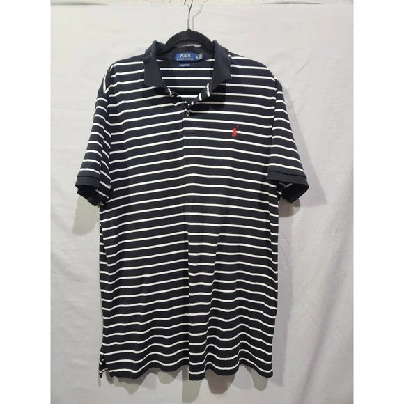 Polo Ralph Lauren Classic Fit Soft Touch Striped Polo Black/white Red Pony Sz XL