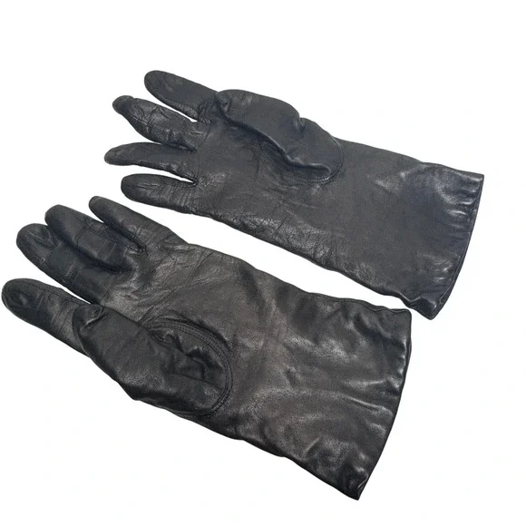VTG Leather Gloves Black Cashmere Lined Winter Made in Hungary Women Sz 8 M / L