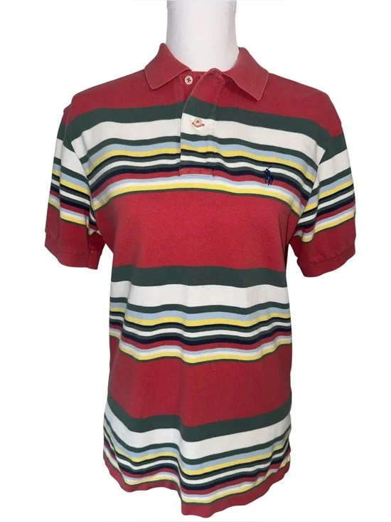 Vintage Polo Ralph Lauren Striped Polo Shirt Mens Small Multicolor 100% Cotton