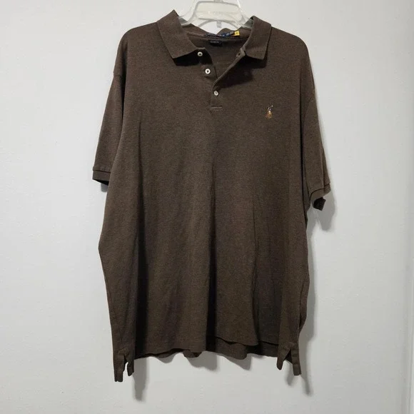 Polo Ralph Lauren Mens XXL Classic Fit‎ Brown Short Sleeve Cotton Polo Shirt