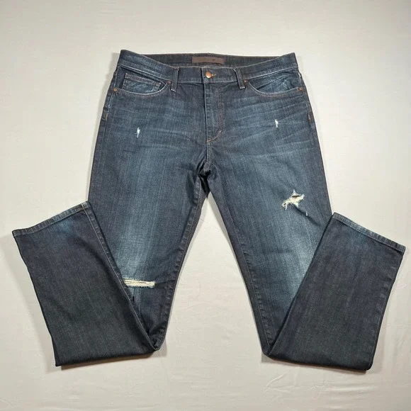 Joe's Jeans Mens 36 Brixton Straight Narrow Distressed Blue Dark Wash Denim