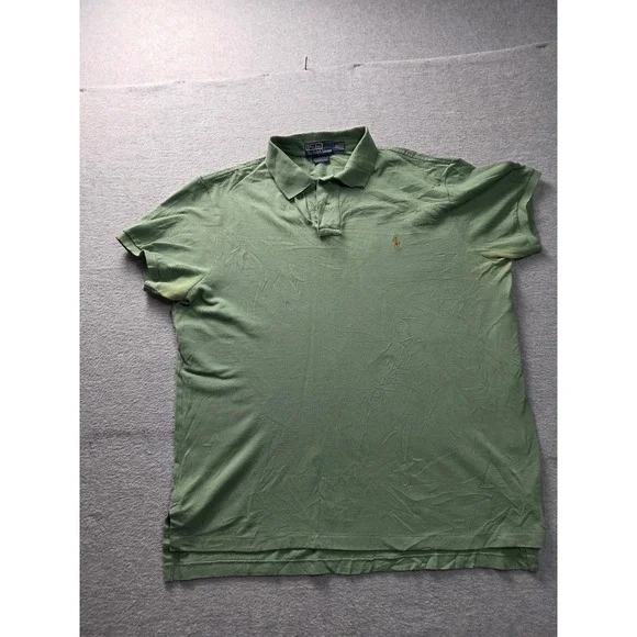 Polo Ralph Lauren‎ Mens XL Custom Fit Pique Polo Shirt Green Short Sleeve Pony