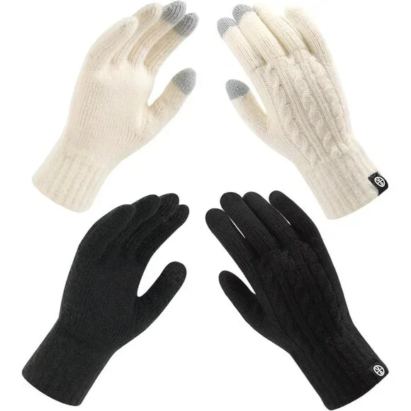 Women's Thermal Knit Winter Gloves Touch Screen Elastic Soft for Running