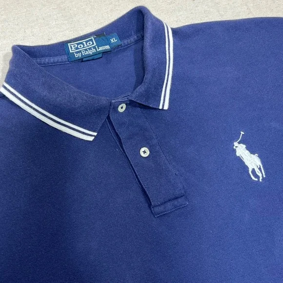 Polo Ralph Lauren Men's XL Navy Blue Polo Shirt Big Pony‎ Embroidered