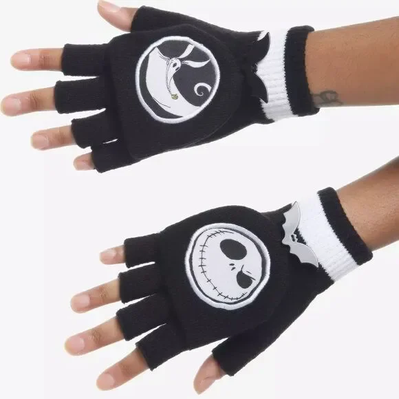 Nightmare Before Christmas Jack & Zero Fingerless Gloves/Mittens Unisex