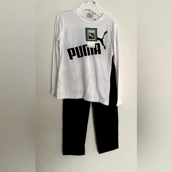 PUMA Kids Set - White and Black long sleeve top and pants