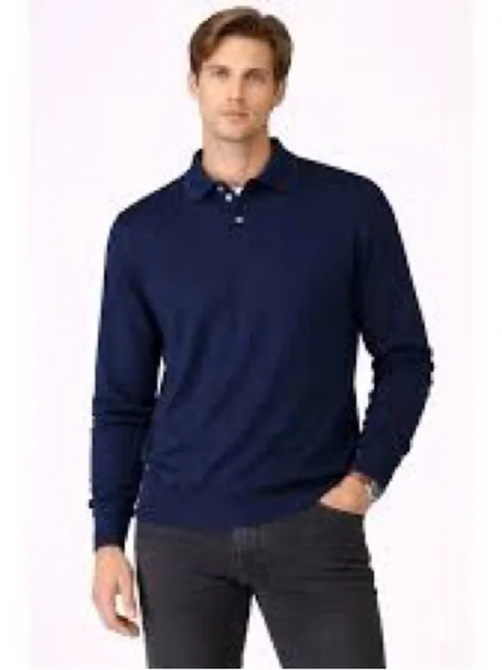 NWT 100% cashmere Polo Ralph Lauren Men's Long-Sleeve Polo in Navy 839
