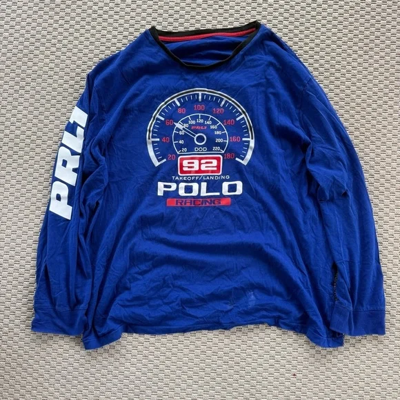 polo ralph lauren racing jersey blue long sleeve ls shirt