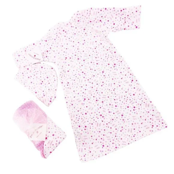 NWT 11-15 Pounds Newborn‎ Gown with Hat Pink Polka