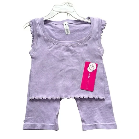 Girls Large‎ (12) Yogalicious 2-Piece Set Pastel Lilac NWT MSRP $52