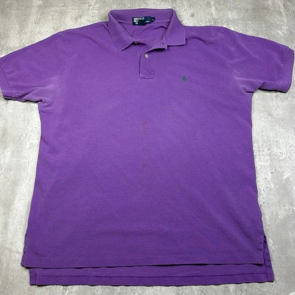 VTG Polo Ralph Lauren Classic Fit Polo Shirt Mens XL Purple Short Sleeve Cotton