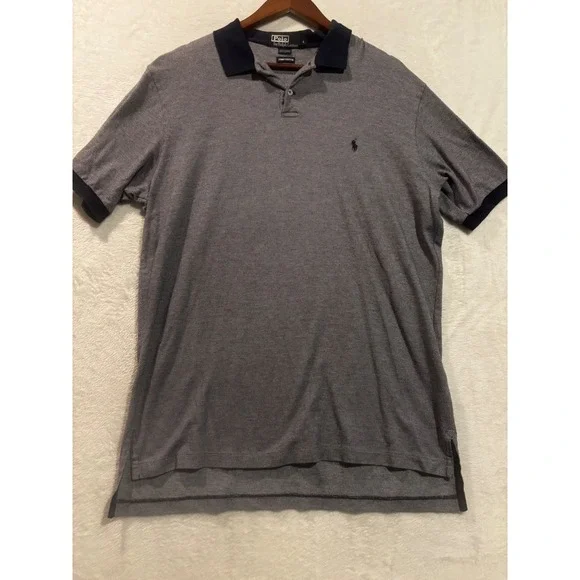 Polo Ralph Lauren‎ Mens Large Pima Cotton Polo Shirt Large Navy white