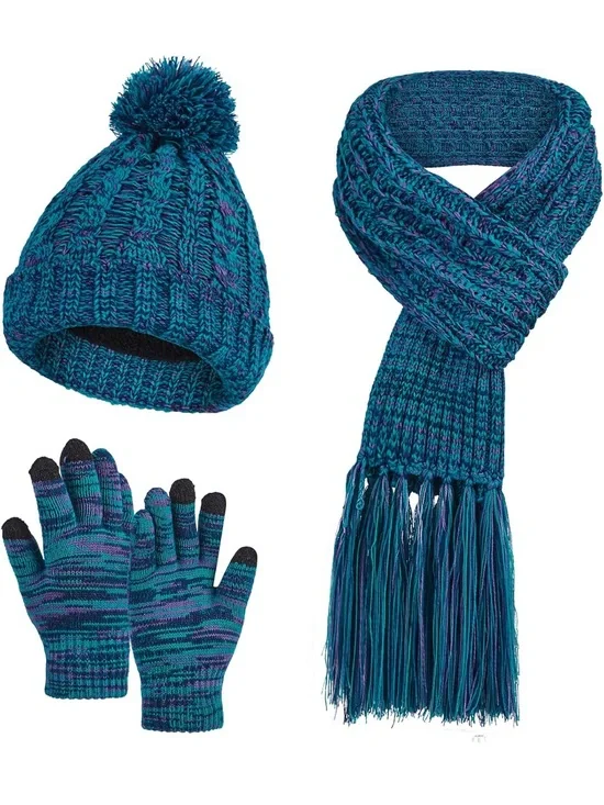 NEW  3 Piece winter accessories, set Hat, Gloves and Scarf Set.   Women’s Gifts