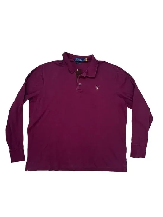 POLO RALPH LAUREN Classic Fit Red Long Sleeve Polo Shirt Mens Large Pony Logo