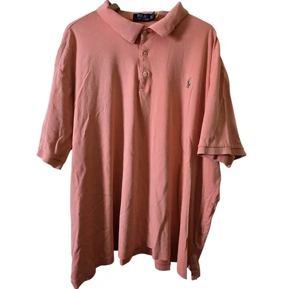 Polo Ralph Lauren Polo Shirt Mens 4XB Pink Solid Short Sleeve Big & Tall Pony