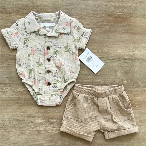 Rachel Zoe Baby Boy Surf Bodysuit Shorts Set 0-3 3-6 6-9 months