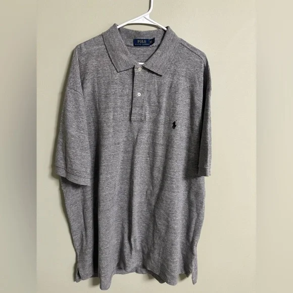 Polo Ralph Lauren Polo Short Sleeve Shirt Size 2XB Gray Black Pony 100% Cotton