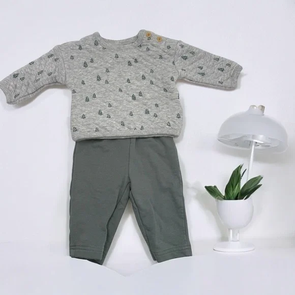 Little Planet Organic Carter’s Evergreen Trees Quilted Sweatshirt Pants Set