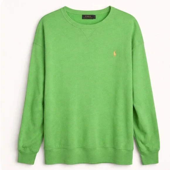 Polo Ralph Lauren Crewneck Lime Green Sweatshirt XLT Orange Pony Logo Mens