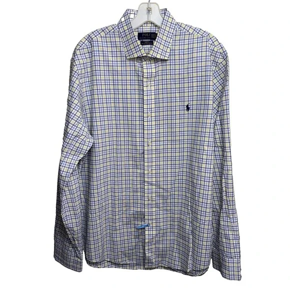 Polo Ralph Lauren Men's Long Sleeve‎ XL Slim Fit 100% Cotton Stretch Preppy