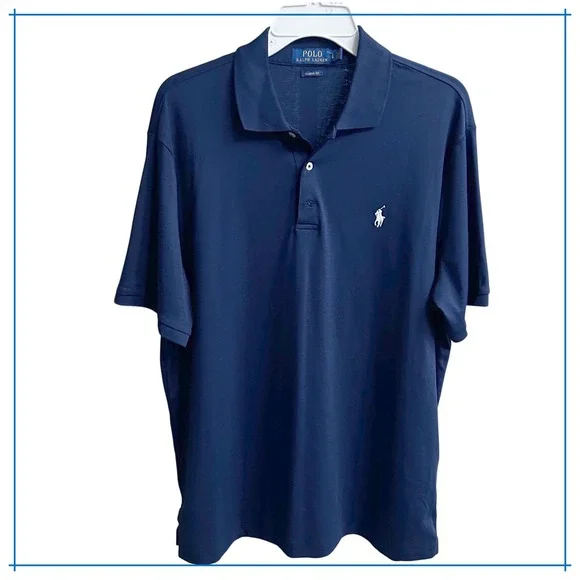 Polo Ralph‎ Lauren Classic Fit Mens Navy Blue Polo Shirt Big Tall LG