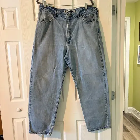 Harley-Davidson MotorClothes Jeans 38x30 Light Wash Distressed Moto Biker Denim