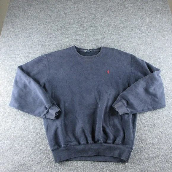 Polo Ralph Lauren Sweatshirt Mens Medium Blue Fleece Crew Neck Pullover