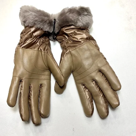 All Weather Touchscreen Compatible Quilted Gloves with Genuine Shearling Trim