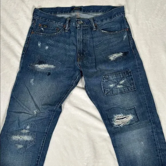 Ralph Lauren Classic Blue Distressed Denim Jeans