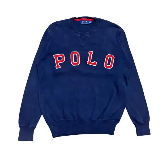 Polo Ralph Lauren Logo Spellout Cotton Crewneck Sweater Men's Small Preppy