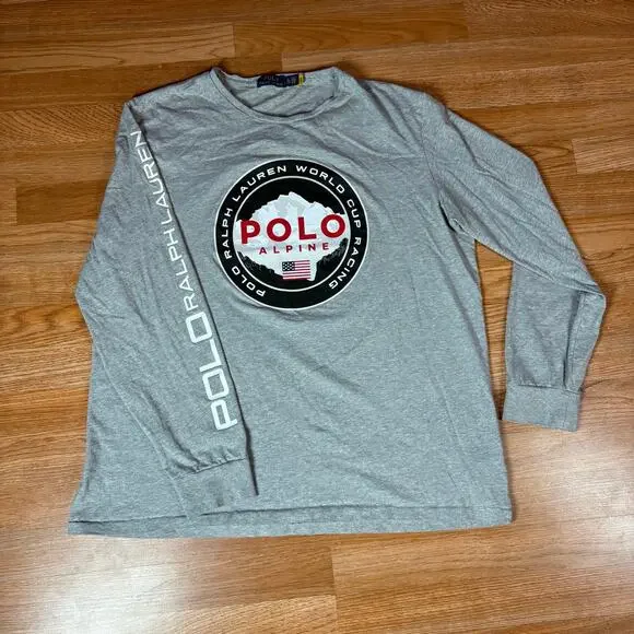 Polo Ralph Lauren‎ Mens Alpine Ski Long Sleeve Shirt Size XL Grey Preowned