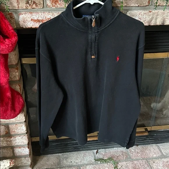 Polo Ralph Lauren‎ Men's Black 1/4 Zip Pullover Sweater Size XL