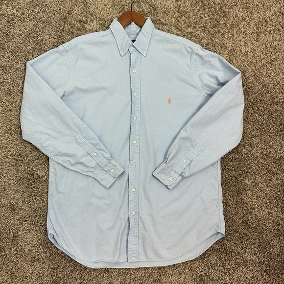 Polo Ralph Lauren Mens LT Large Tall Blue Oxford Button Down Shirt Preppy
