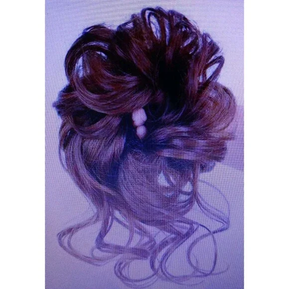 Curly Bun Scrunchie Hair in Medium Brown Pony Accessories NIP
