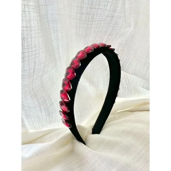 Ruby red crystal iridescent heart headband