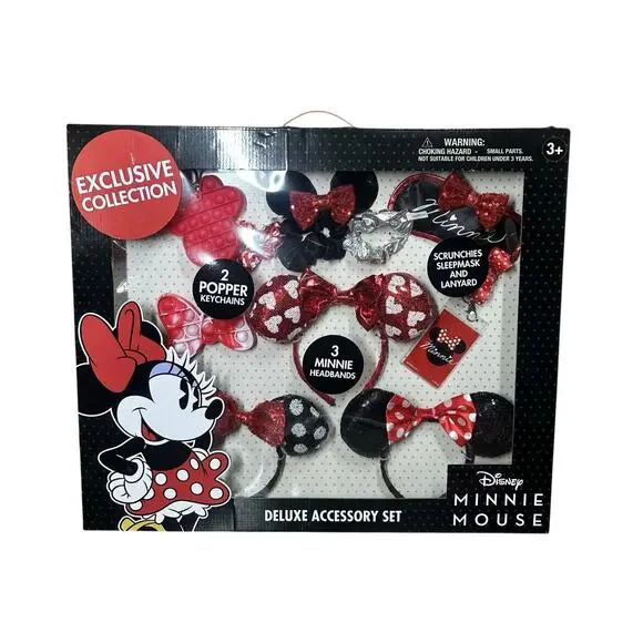 Disney Deluxe Accessory Set Vacation Minnie Mouse Ears Headbands Scrunchies NEW
