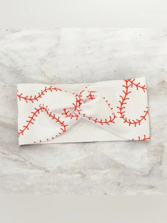 Handmade White & Red Baseball Stitch twisted Headband for Women