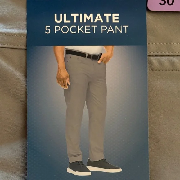 BRAND NEW! Greg Norman 4-way stretch‎ Men's Black Chino Pants 30 x 29 159