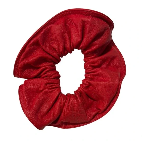 Rag & Bone Lambskin Leather Scrunchie Red Womens OS Pebbled Accessory