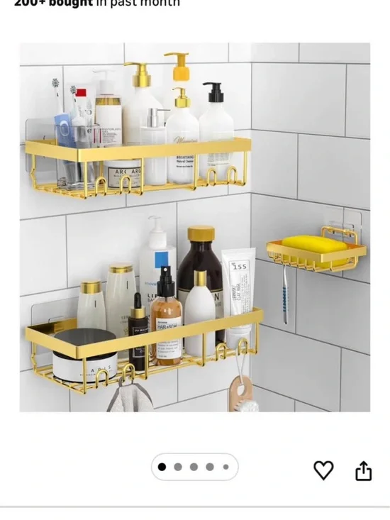 Wall-Mounted Bathroom Shelf Organizer - Gold