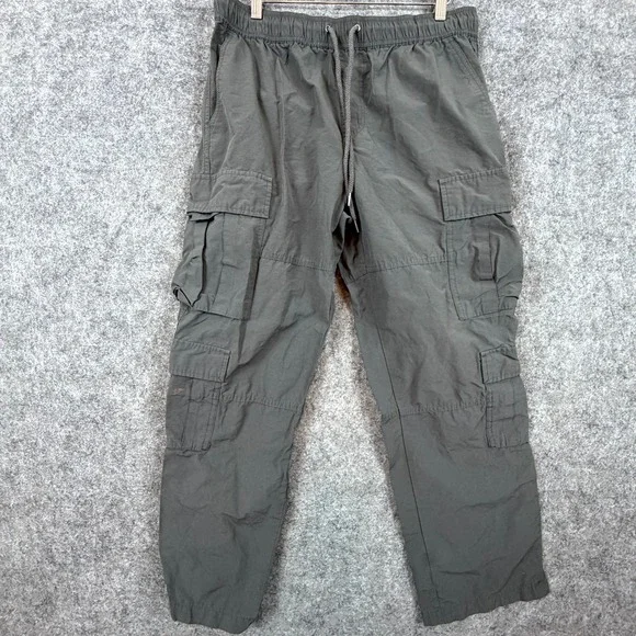 PacSun Baggy Pants Men Medium Gray Cargo Pocket Outdoor Hiking Drawstring Travel