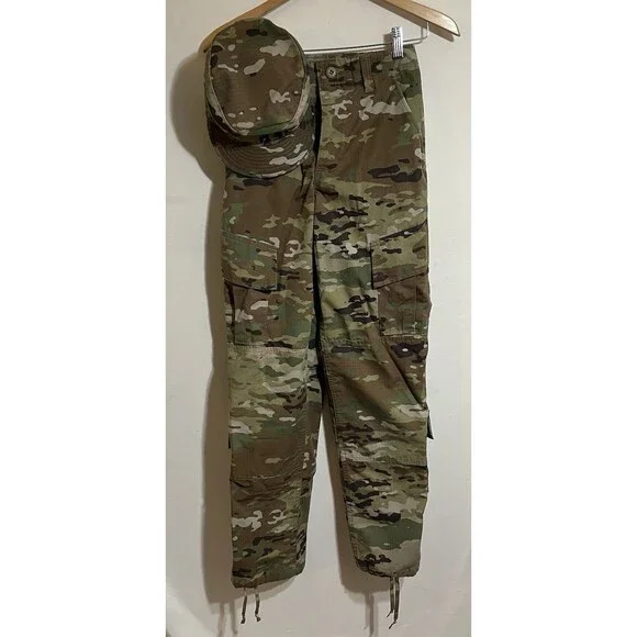 army Combat Uniform Hat  Pants hunting outdoor cargo Tactical Hiking Cosplay Z2