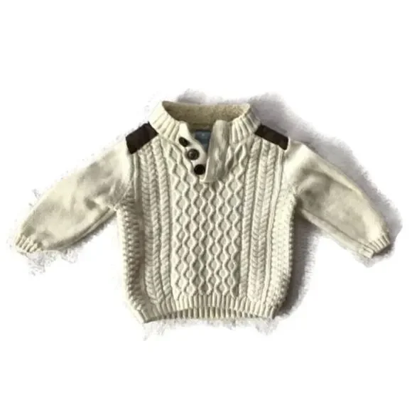 Baby Gap Sherpa Leather Cable Knit Sweater
