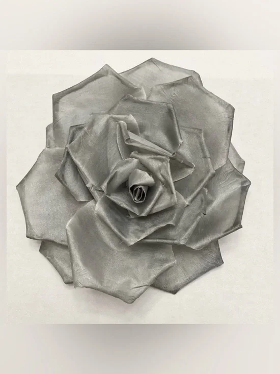 Grey Taffeta Layered Flower Petals Elegant Romantic Versatile Hair Clip & Pin