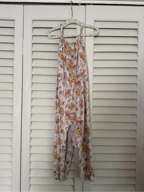 Little snuggles 2T bamboo Floral honey bee Spaghetti-Strap Jumpsuit