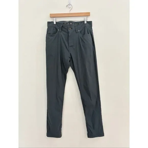 Prana Men’s Size 33x32 Slim Fit Blue/Gray Flat Front Pants Trousers Double Peak