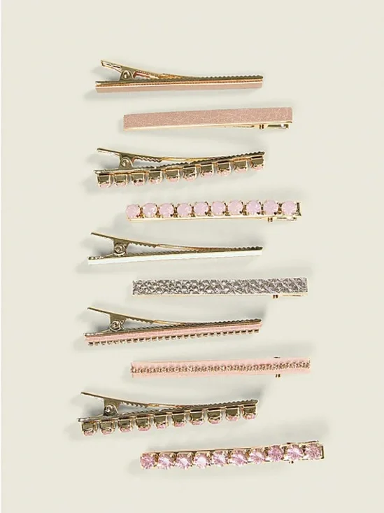 Lane Bryant Gold & Pink Rhinestone Hair Clip Set, New with Tags
