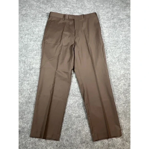 Perry Ellis Portfolio Dress Pants Men 34x30 Beige Non Iron Mid Rise Straight Leg