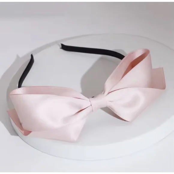 Satin Bow Headband One Size‎ Pink & Black