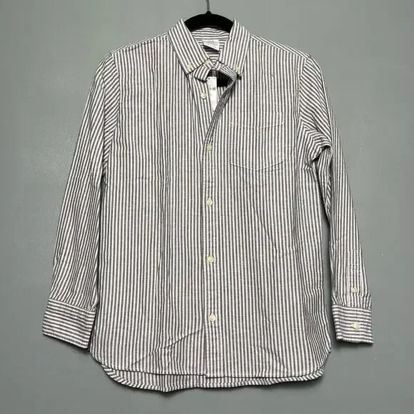 NWT Gap Kids Organic Cotton Gray Striped Button Down Long Sleeve Shirt Boy’s XL